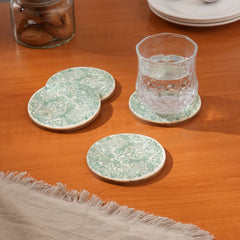 Resin Coaster with Green Print-Dia 4"