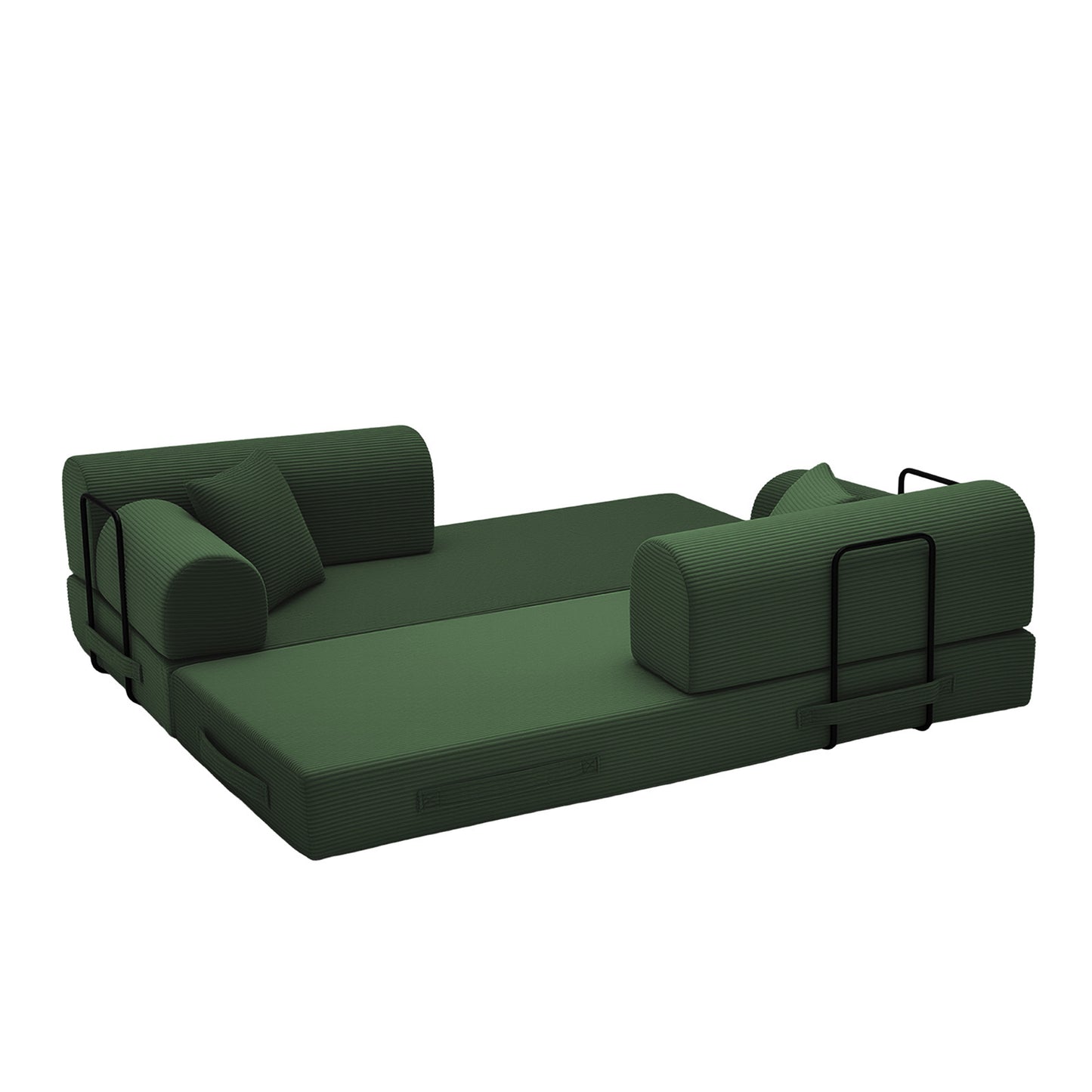 Convertible Sleeper Sofa Bed,Corduroy Folding Mattress Couch with Fixed-Shape Frame, Floor Sofa Lounge Couch for Living Room Bedroom(Green) image 6