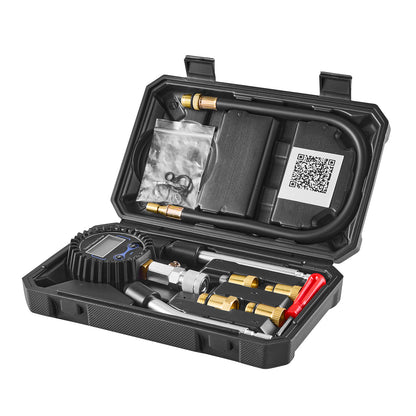 Engine Cylinder Compression Tester Kit, Pressure Gauge Range of 10-200 PSI, Compression Tester Kit with 4 Adapters, Straight & Angled Extended Metal Tubes for Automotive Cars and Motorcycles image 1