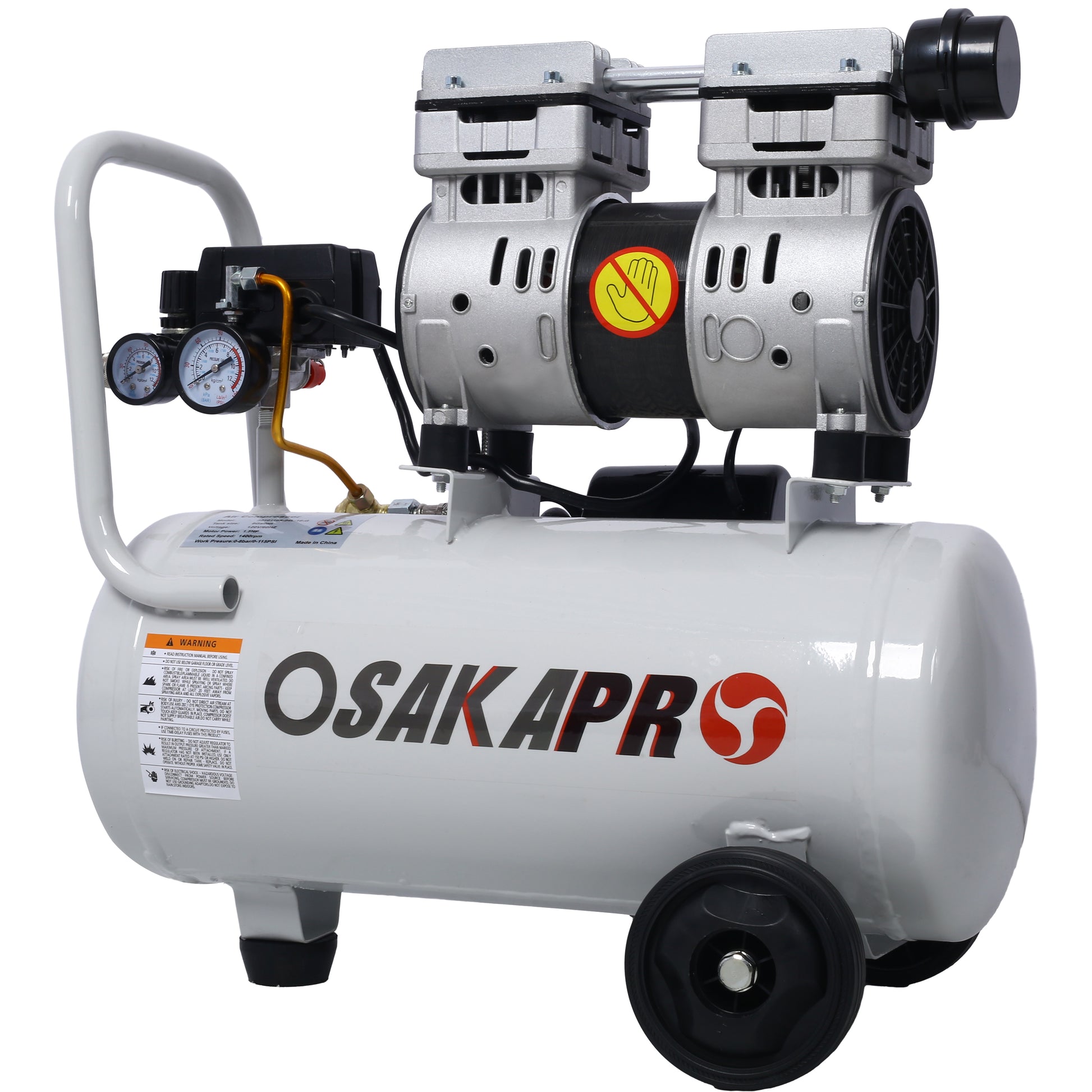1.5HP Silent Oil-Free Air Compressor 8 Gallon, Oil-Free, Electric Shop Air Compressor Portable,Lightweight with Wheels, 70 dBA Noise Level, with Automatic Drain Valve,Light Gray image 6