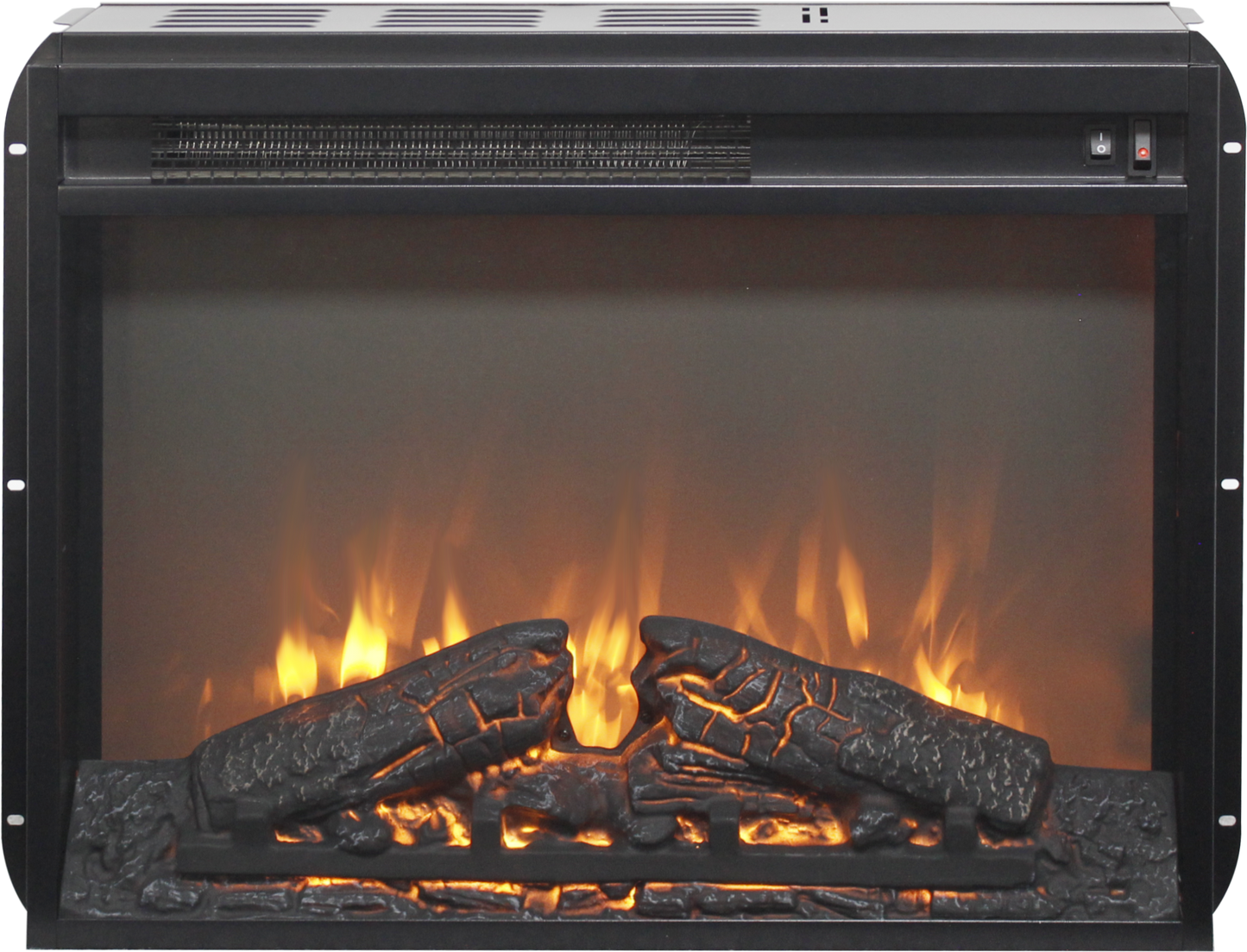 23 inch electric fireplace insert heater with log set & realistic flame, overheating protection without control image 6