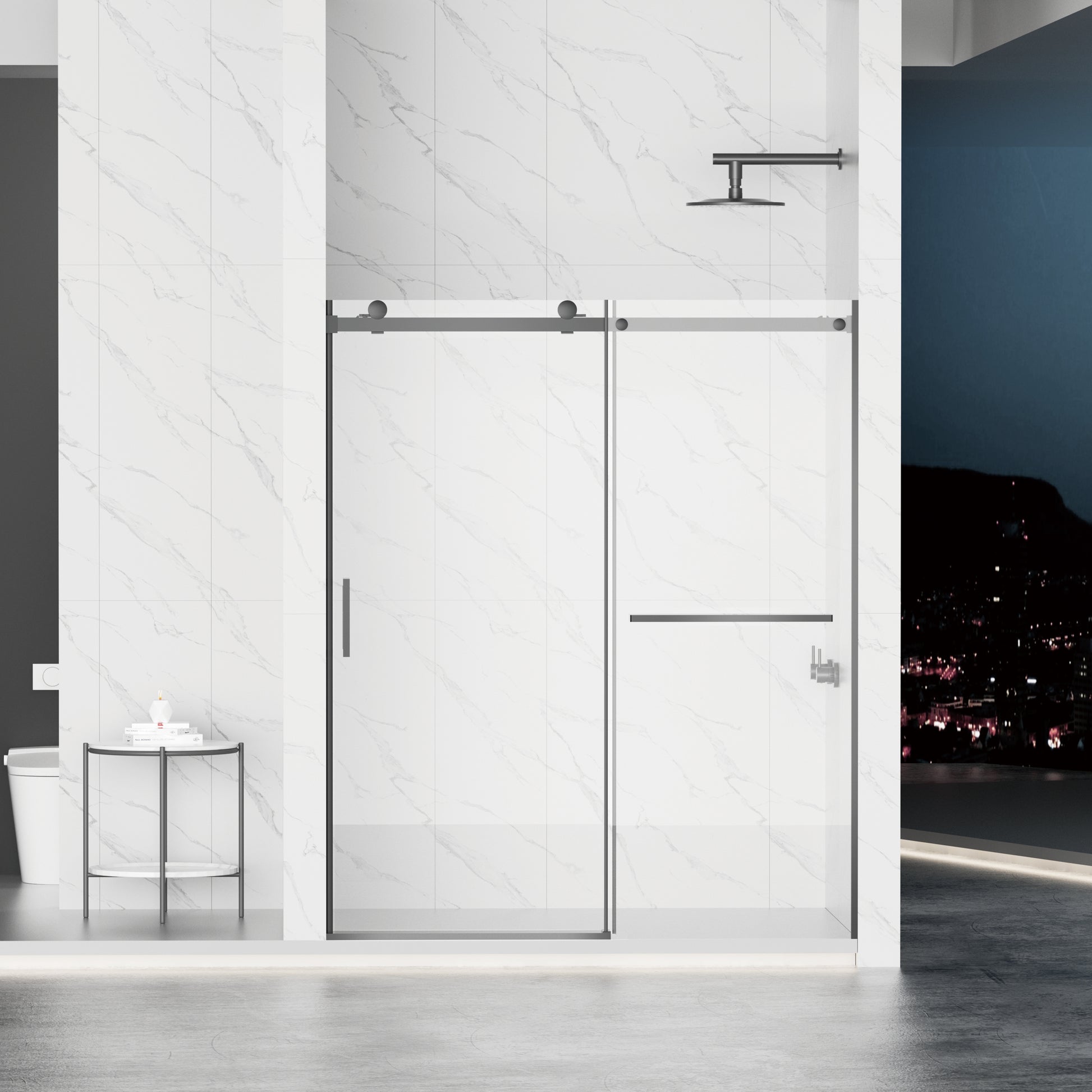 56-60" W × 72" H Frameless Sliding Shower Door,Waterproof Glass Shower Door with Upper Soft Closing System, 5/16" (8mm) Tempered Glass,Double Side Easy Clean Coat,Matte Black image 3