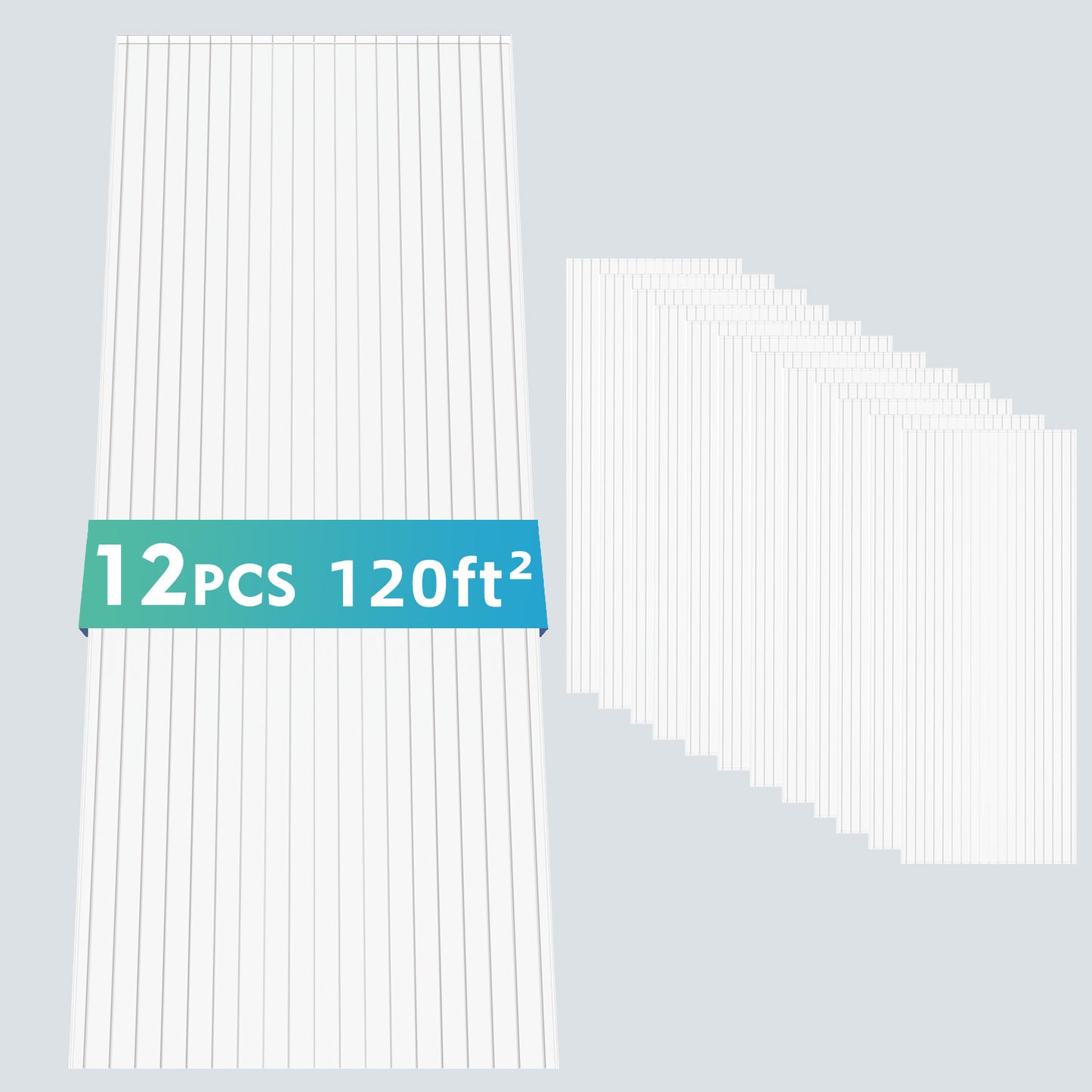 12 Pack Twin-Wall Polycarbonate Sheets 5' x 2' x 0.24",UV Protected Greenhouse Panels, Shatterproof & Insulated Roofing Sheets for Greenhouse, Patio Cover, Garden Shed and DIY Projects image 5