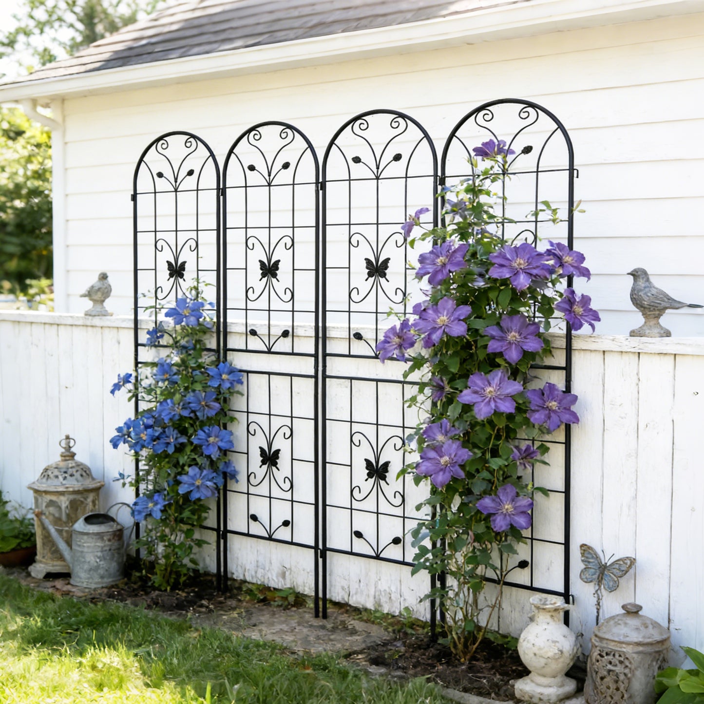 4 Pack Metal Garden Trellis 86.7" x 19.7" Rustproof Trellis for Climbing Plants Outdoor Flower Support Black image 2