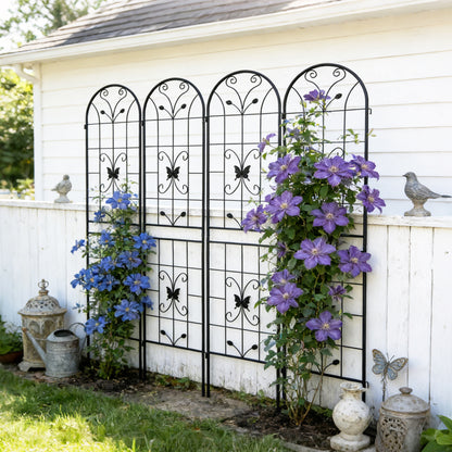 4 Pack Metal Garden Trellis 86.7" x 19.7" Rustproof Trellis for Climbing Plants Outdoor Flower Support Black image 2