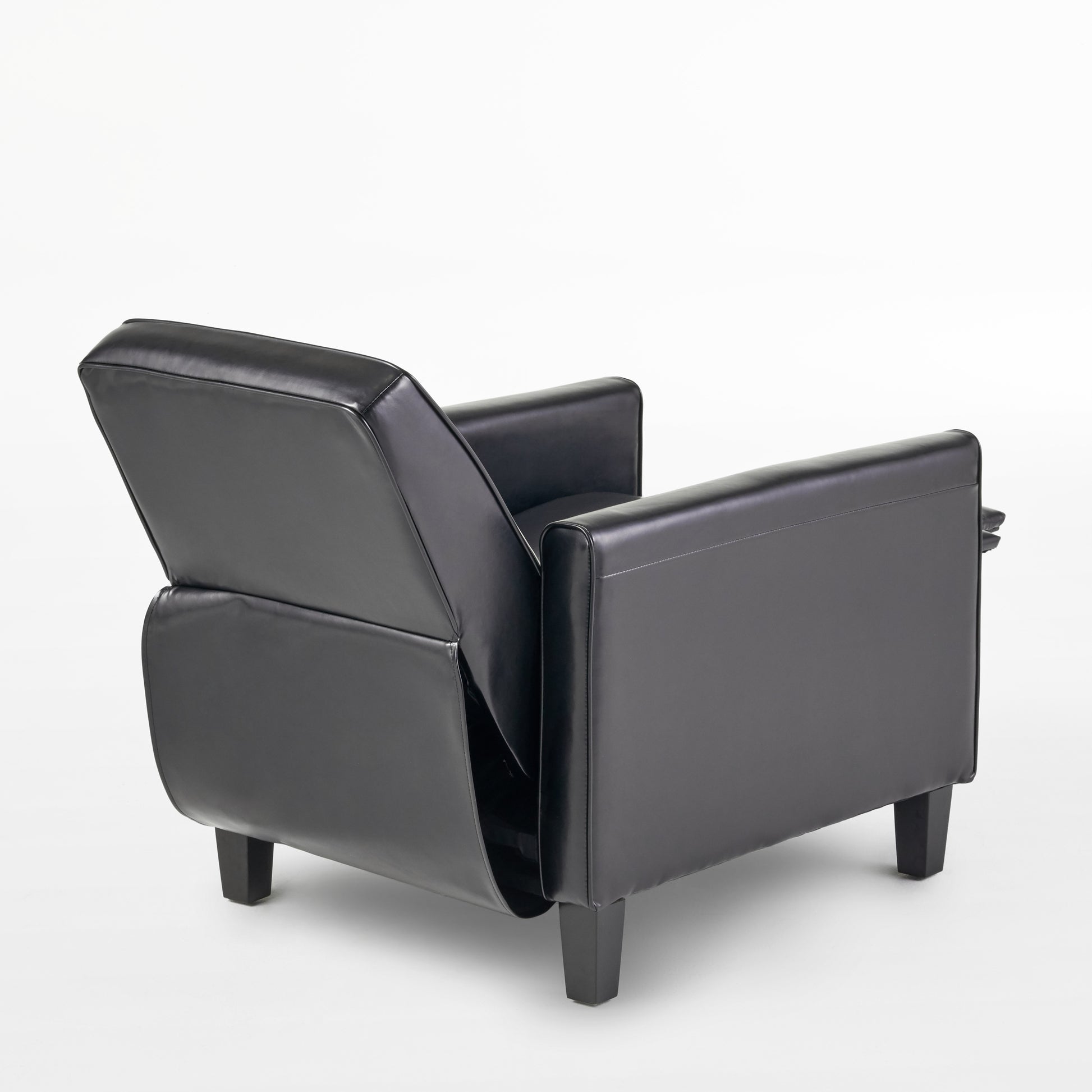 27.5" Push Back Recliner Chair Upholstered Recliner Armchair with Solid Beech Wood Legs for Living Room and Bedroom(Old SKU:52422.00PUBLK), Black image 12