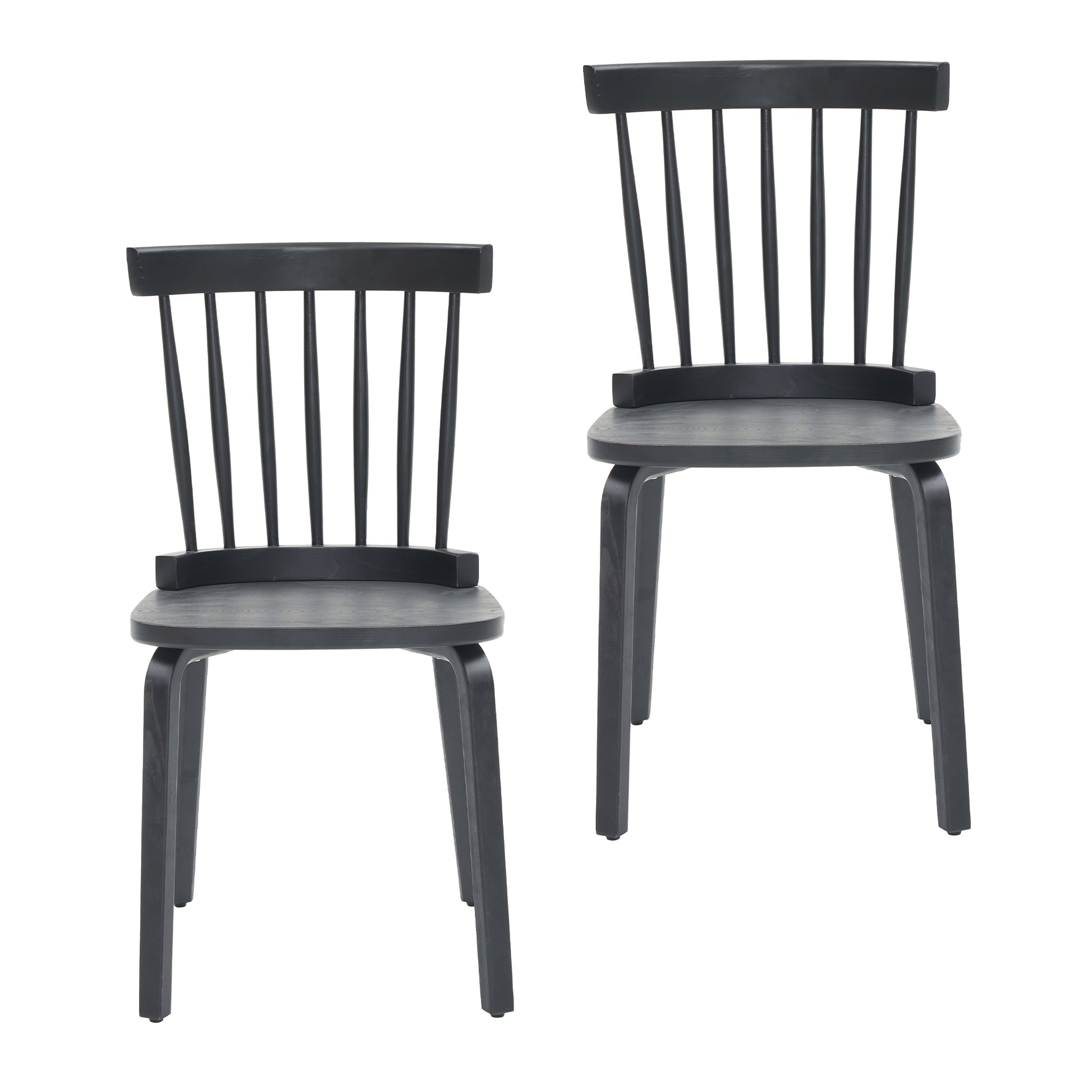 Windsor Dining Chairs Set of 2,Wood Farmhouse Spindle Back, Widen Seat, Mid-Century Modern French Country Style, for Living Room Restaurant, Black image 10