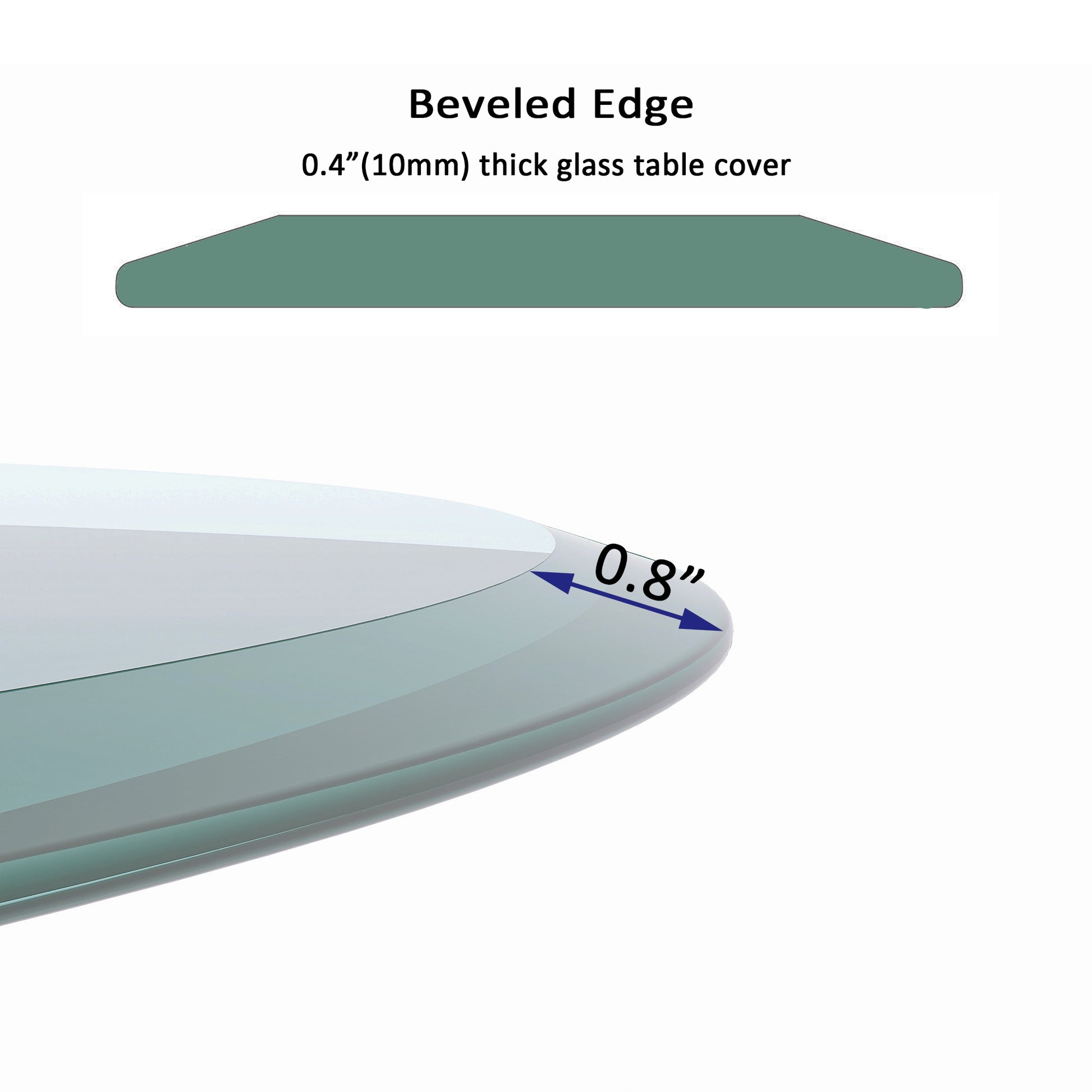 38.6" Inch Round Tempered Glass Table Top Clear Glass 2/5" Inch Thick Beveled Polished Edge (Old Sku:W1265115810) image 4