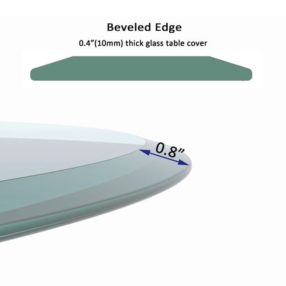 38.6" Inch Round Tempered Glass Table Top Clear Glass 2/5" Inch Thick Beveled Polished Edge (Old Sku:W1265115810) image 4