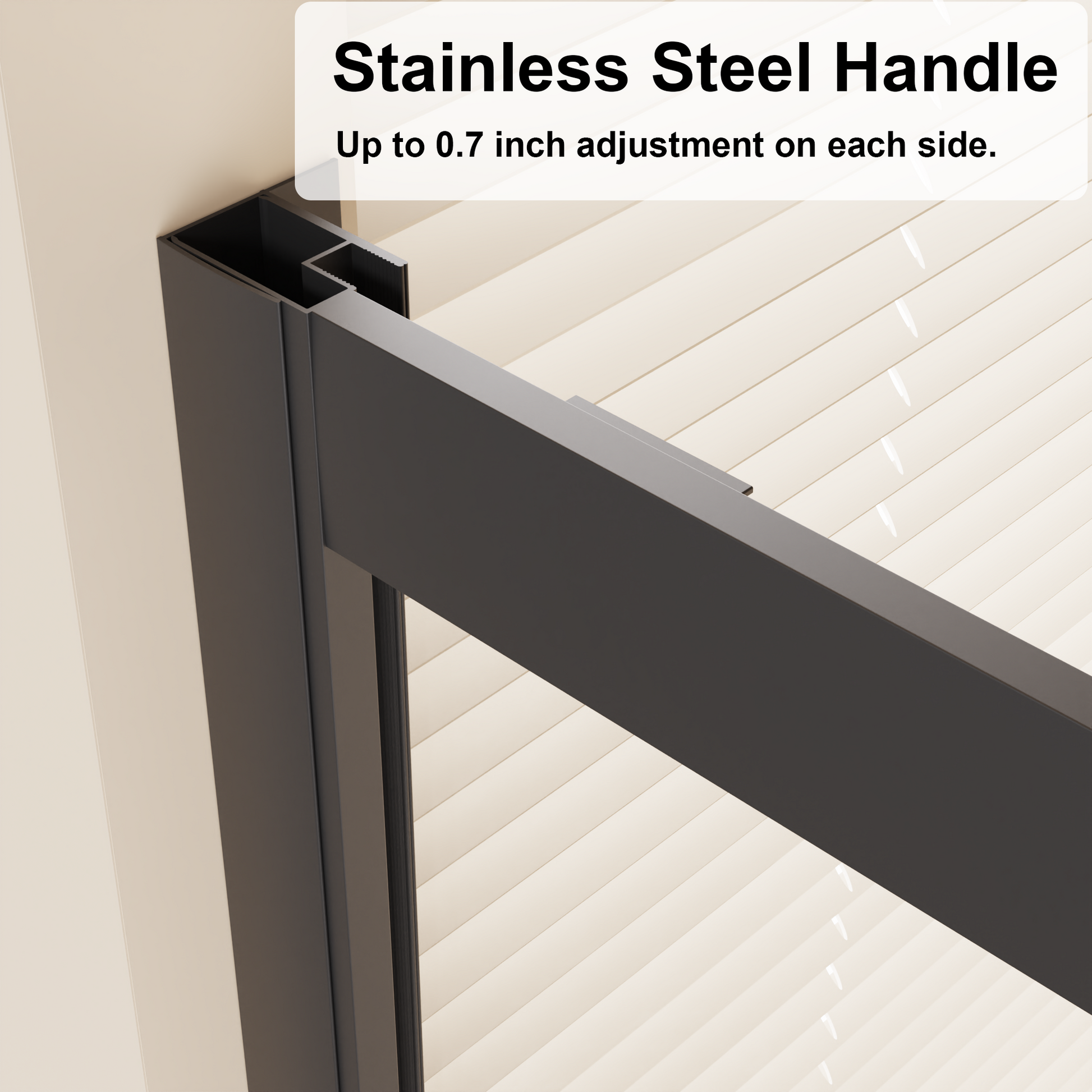 Framed Shower Sliding Door 60"x72", 4-Panel Center Opening Double Sliding Shower Door, 1/4" (6mm) Tempered Glass, Aluminum Frame with Stainless Steel Handles & Smooth Double Rollers, Black image 5