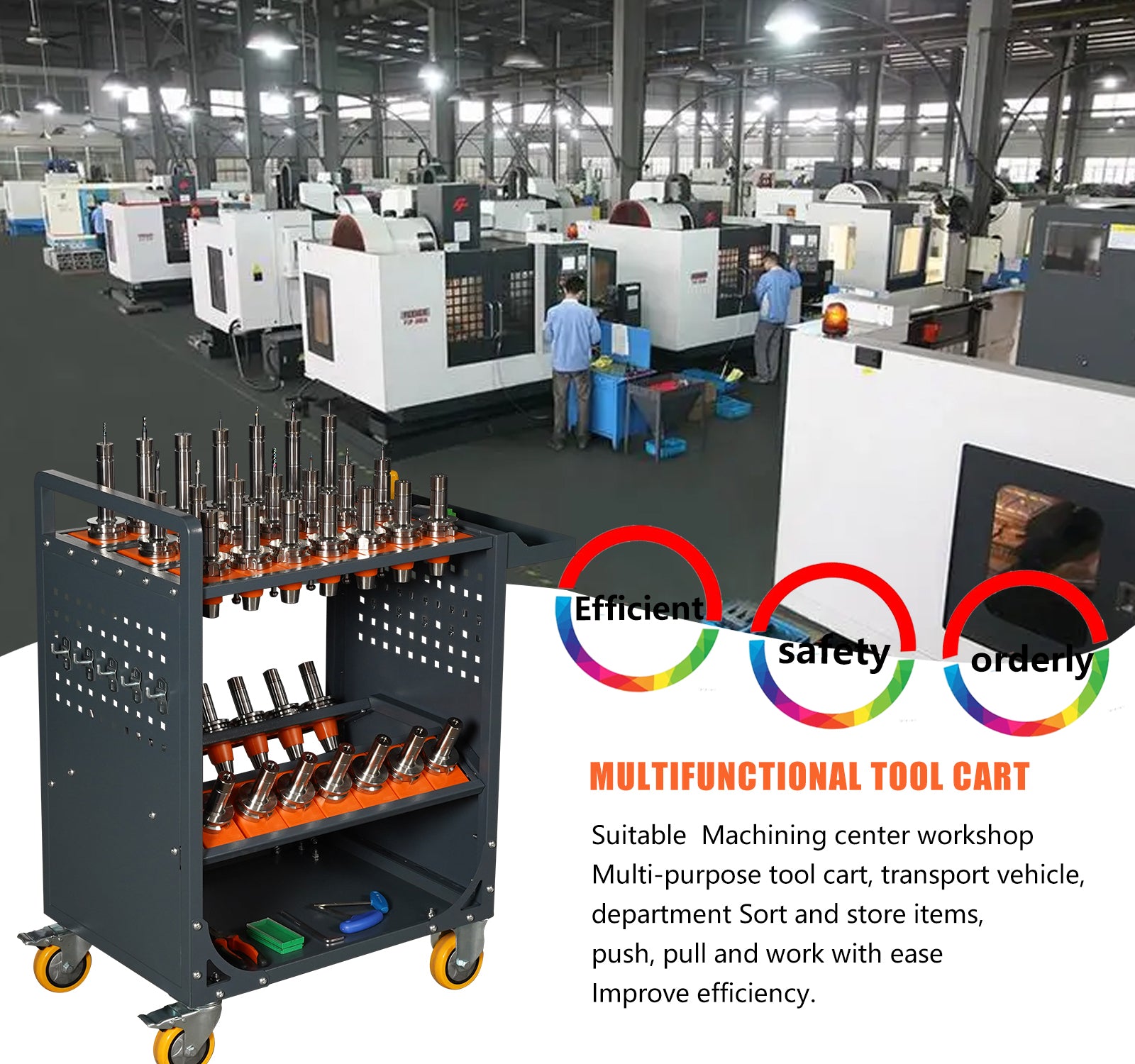 grey Tool Cart CNC Tool Cart CAT40 tool trolley BT40 cnc tool holder cart CNC machine tool service cart (CAT40 35 Capacity) image 8