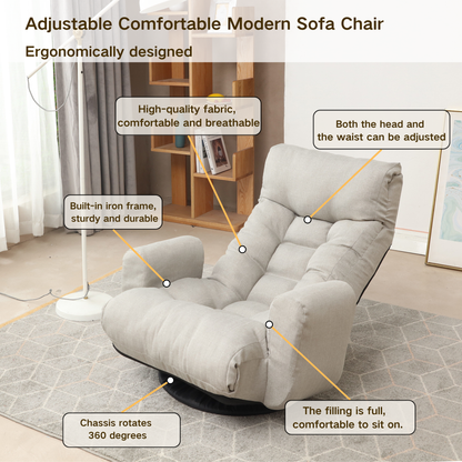 Adjustable head and waist, game chair, lounge chair in the living room, 360 degree rotatable sofa chair,Rotatable seat Leisure Chair deck chair image 4
