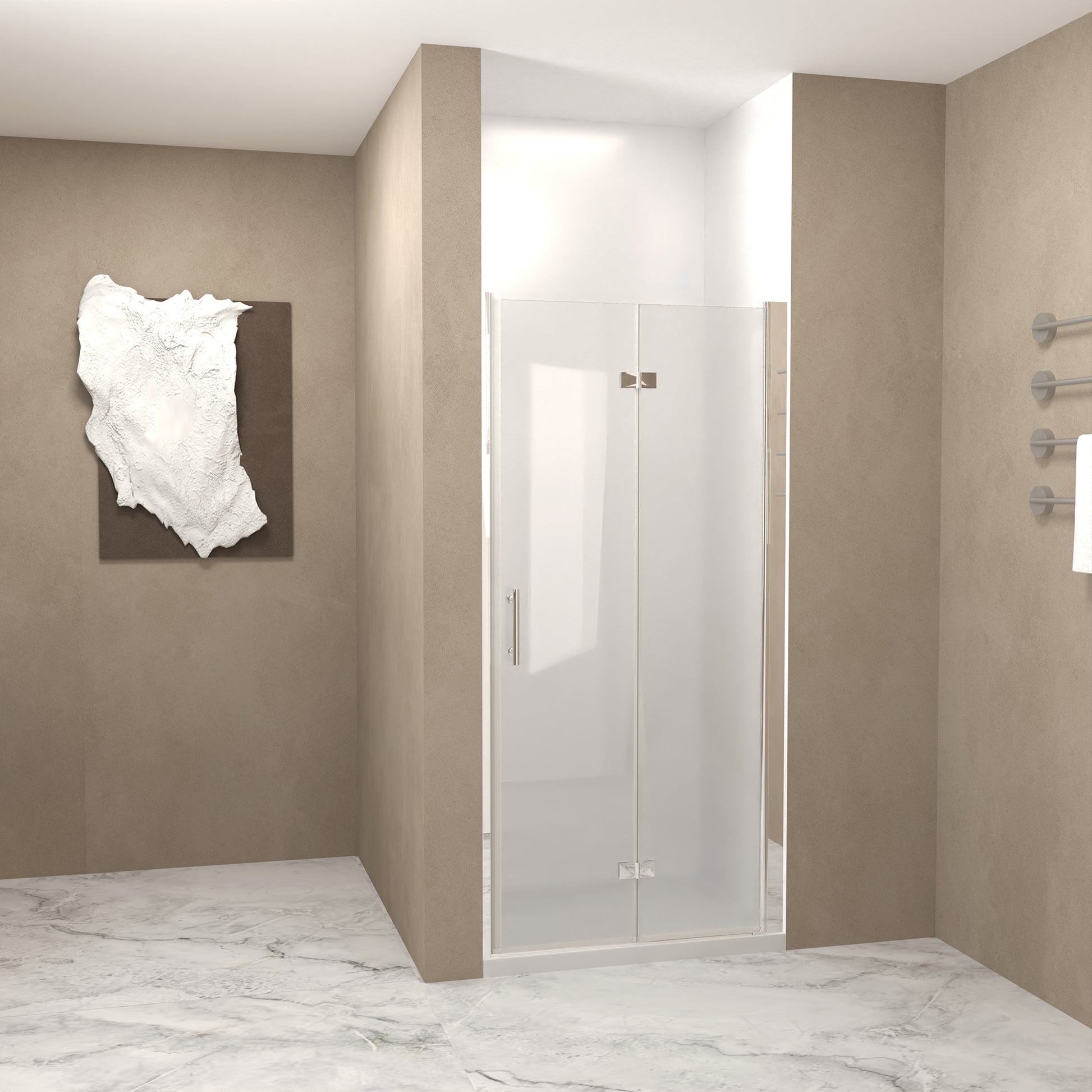 37-36 "x 72" Bifold Shower Door, 1/4"(6mm) Tempered Glass, Chrome Aluminum Frame, Explosion Proof Film image 3