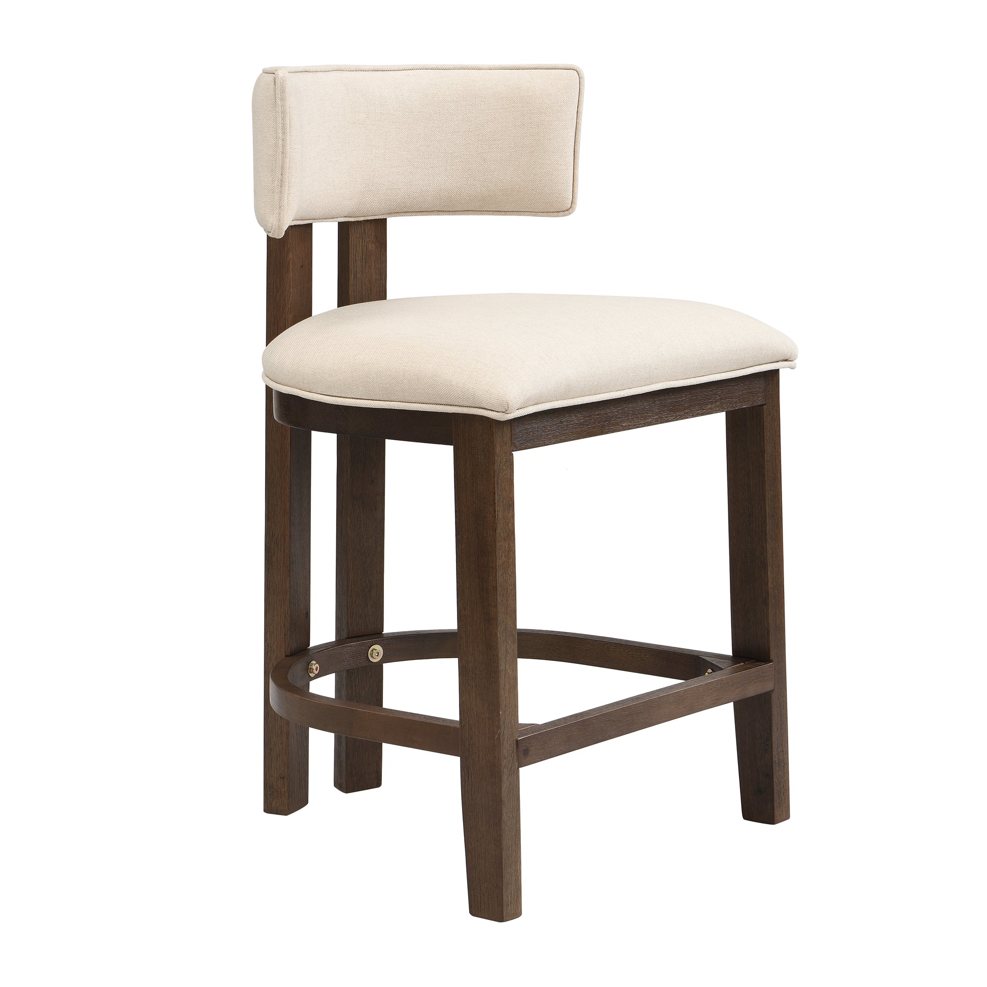 26" Counter Height Bar Stool, Upholstered Counter Stools (Set of 2)-Walnut+Beige image 2