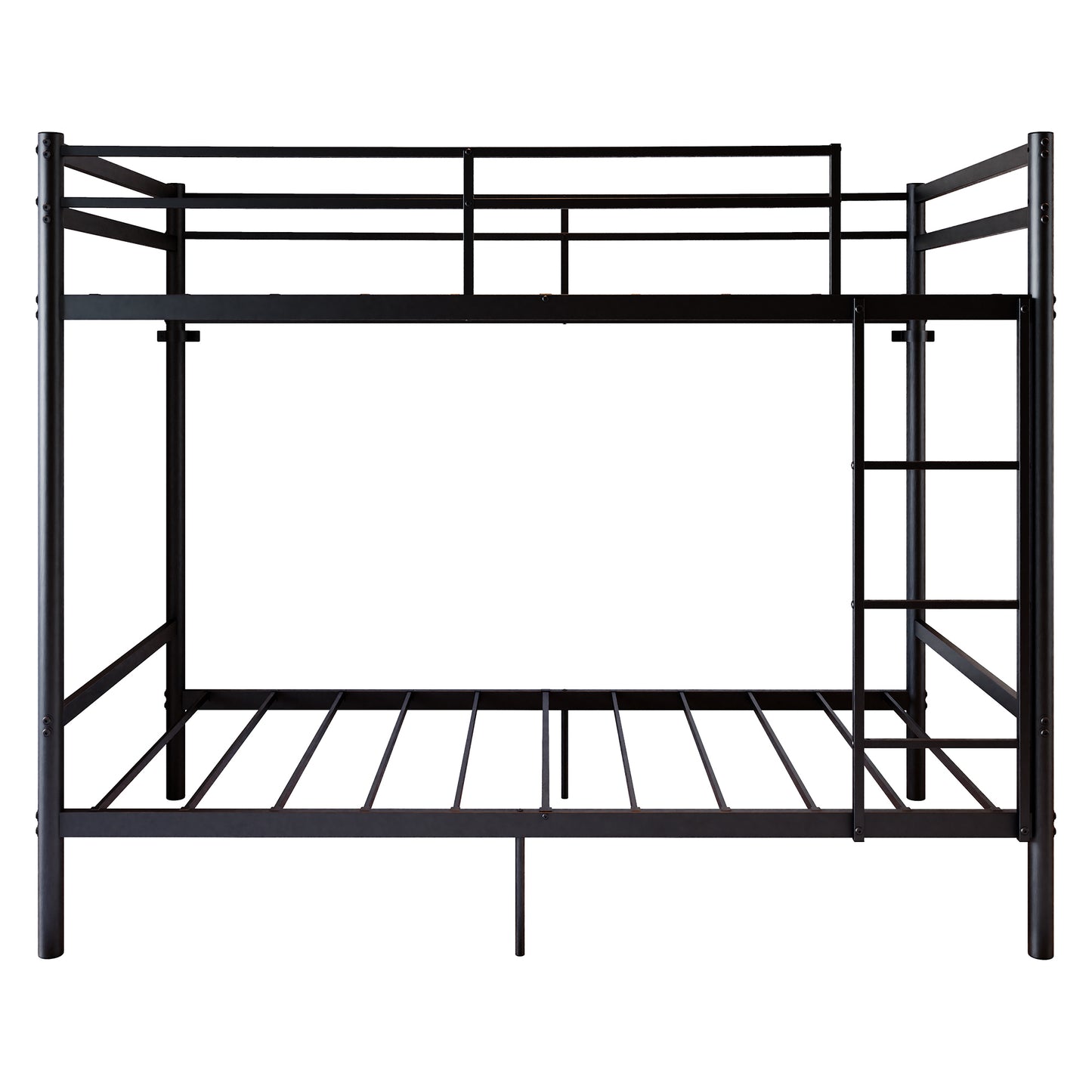 Bunk Bed with Ladder and high Guardrail, Metal Bunk Bed, Storage Space, Noise Free,Twin Over Twin Size,Black image 4