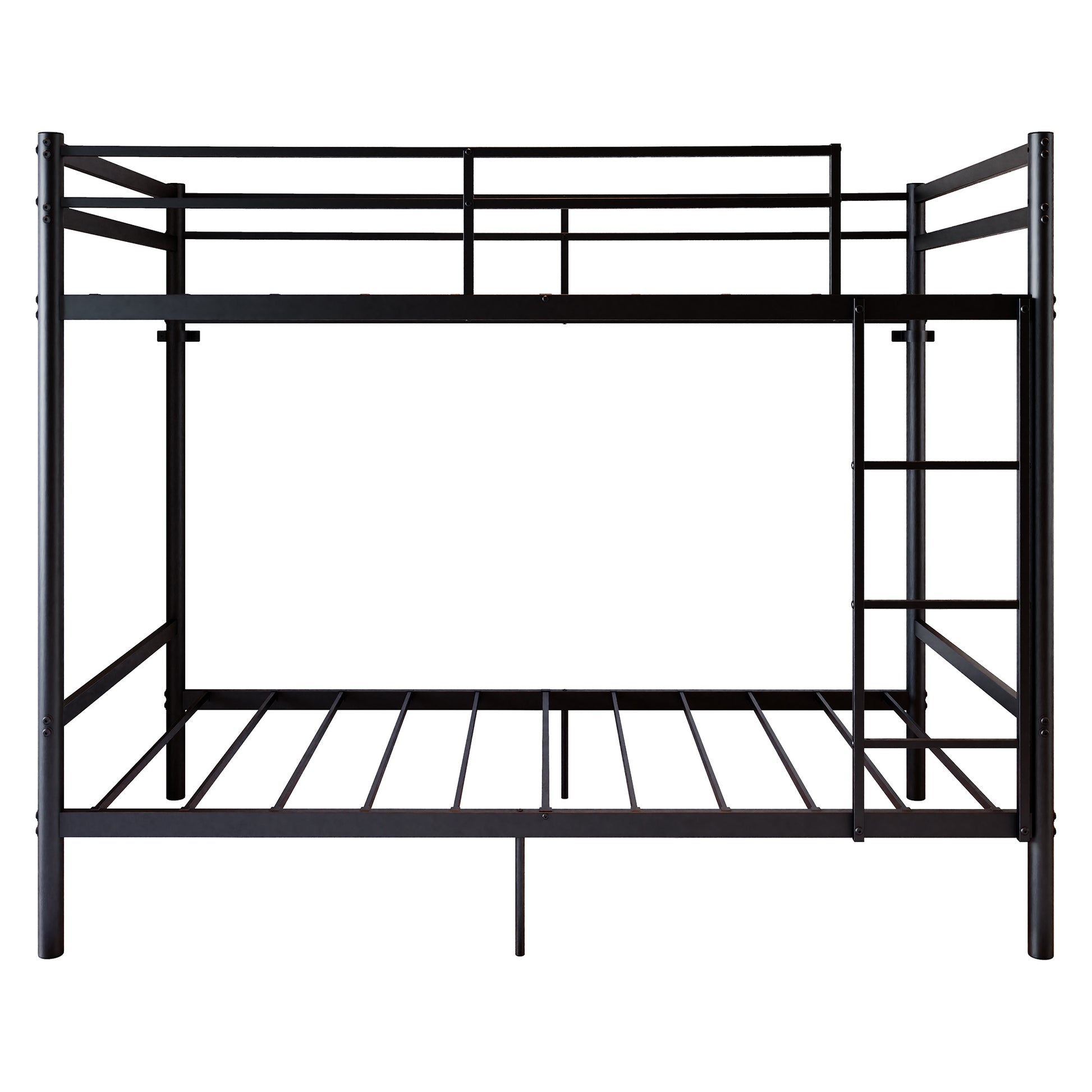 Bunk Bed with Ladder and high Guardrail, Metal Bunk Bed, Storage Space, Noise Free,Twin Over Twin Size,Black image 4