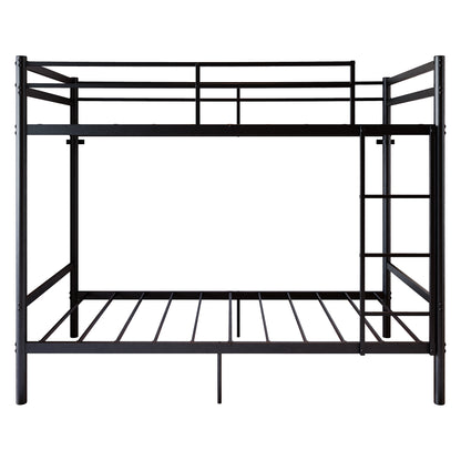 Bunk Bed with Ladder and high Guardrail, Metal Bunk Bed, Storage Space, Noise Free,Twin Over Twin Size,Black image 4