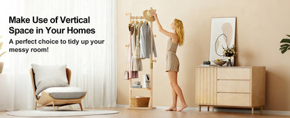 Coat Racks solid wood hanger 18.9* 11.8*71in Solid environmental protection easy to assemble beautiful can be placed in the bedroom/entrance/living room (wood color) image 3
