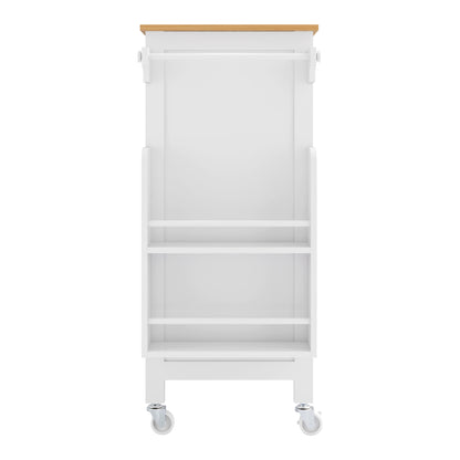 Kitchen Island Cart with Mobile Carts with Storage Cabinet, Rolling Kitchen Table with Spice Rack, Towel Rack, and Drawer, Portable Islands on Wheels, White image 11
