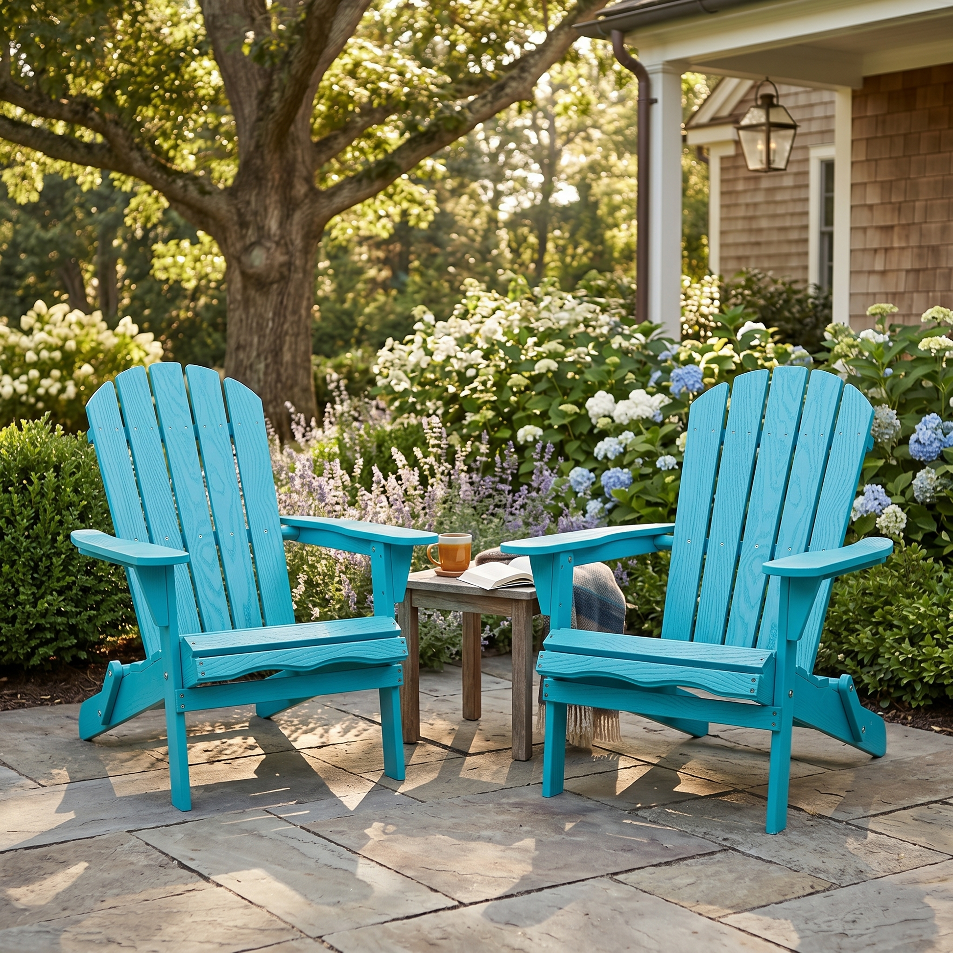 Wood Lounge Patio Chair for Garden Outdoor Wooden Folding Embossed Adirondack Chair Solid Wood Lounge Patio Chair with Wood Grain image 1