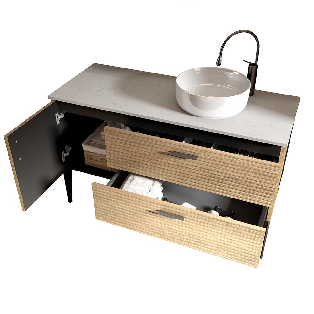 Emilia 48" Striped Natural Oak Bathroom Vanity with Sink, without drainage and faucet, Freestanding Bathroom Cabinet for Modern Bathroom, KD image 9