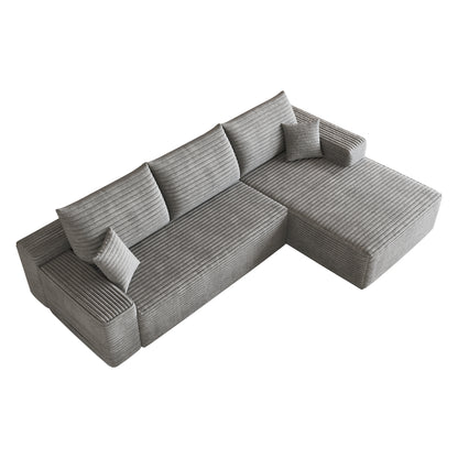107" Cloud Sectional Couch with L-Shape Chaise,Modern Modular Sofa with Deep Seat, Upholstered Couches for Living Room Bedroom,No Assembly Required, Grey(Plush Corduroy Fabric) image 7