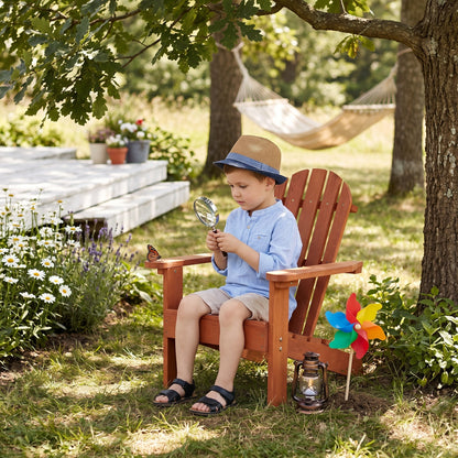 Wooden Kid's Adirondack Chair for Indoor and Outdoor, Natural Cedar Patio Lounge Chiar for Kids image 1
