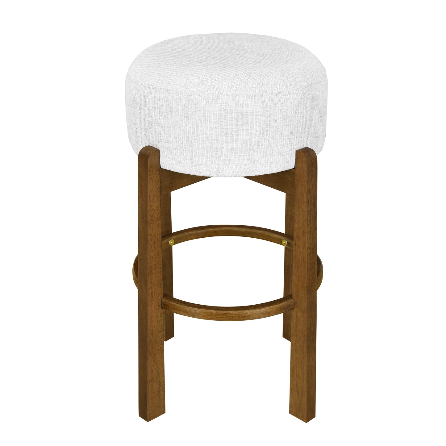 Vera Indoor Wooden Upholstered Barstool, Dark Walnut Finish and Ivory Upholstery, Set of 2 image 5