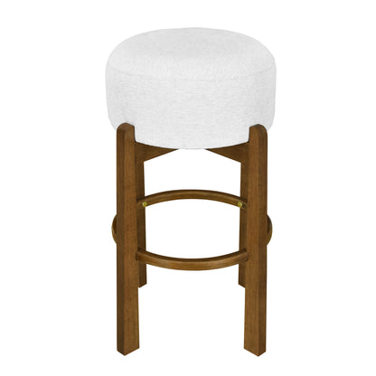 Vera Indoor Wooden Upholstered Barstool, Dark Walnut Finish and Ivory Upholstery, Set of 2 image 5