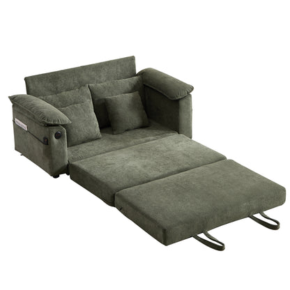 58 inch 3-in-1 Upholstered Futon Sofa Convertible Floor Sofa bed,Foldable Tufted Loveseat with Pull Out Sleeper Couch Bed,Folding Mattres Love Seat Daybed W/Side Pockets for Living Room Green image 10