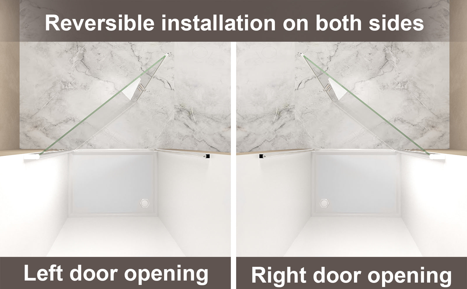 37-36"x 72" Pivot Shower Door, Chrome Aluminum Frame, Half Frame,1/4"(6mm) Tempered Glass Explosion Proof Film image 12
