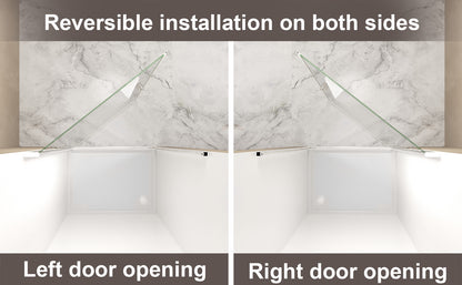 37-36"x 72" Pivot Shower Door, Chrome Aluminum Frame, Half Frame,1/4"(6mm) Tempered Glass Explosion Proof Film image 12
