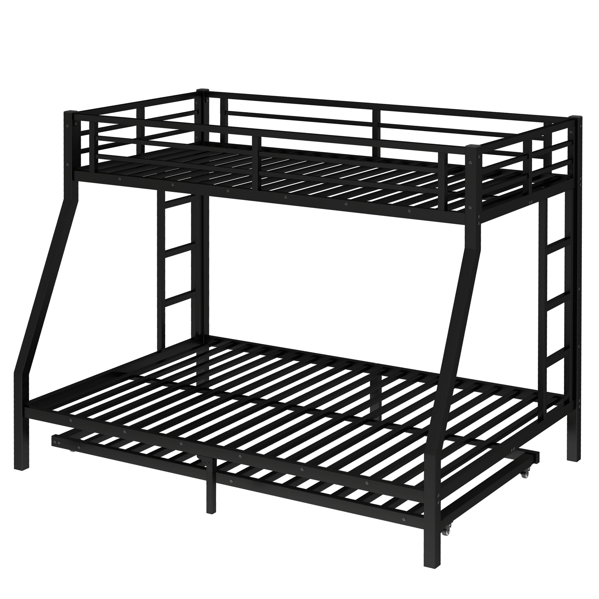Twin over Full Metal Bunk Bed with Twin Size Trundle, Black image 10