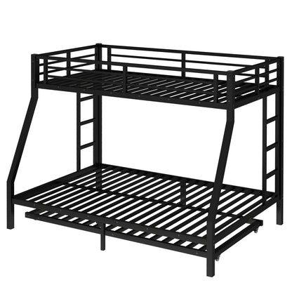 Twin over Full Metal Bunk Bed with Twin Size Trundle, Black image 10
