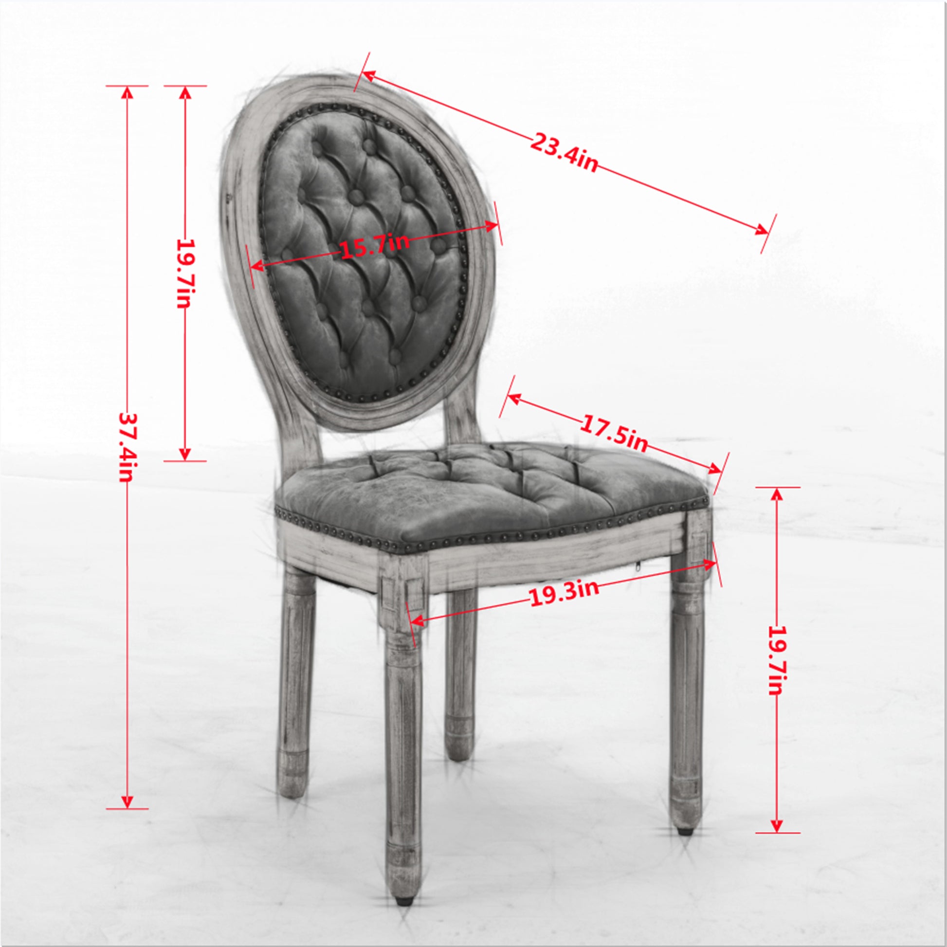 French Style Solid Wood Frame Antique Painting,Hand-pulled buckle decoration PU artificial leather Dining Chair with Nailhead Trim,Wood Legs,Density Foam,Steel Spring inner,Set of 2,Brown,SW1839BR image 8