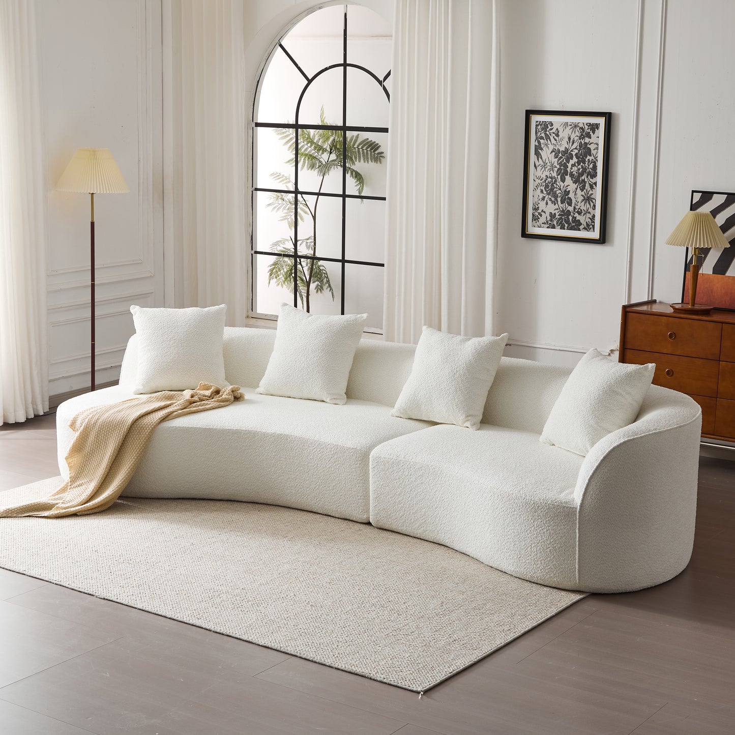 126"Curved Sectional Sofa (Beige-D28 Full Foam) image 1