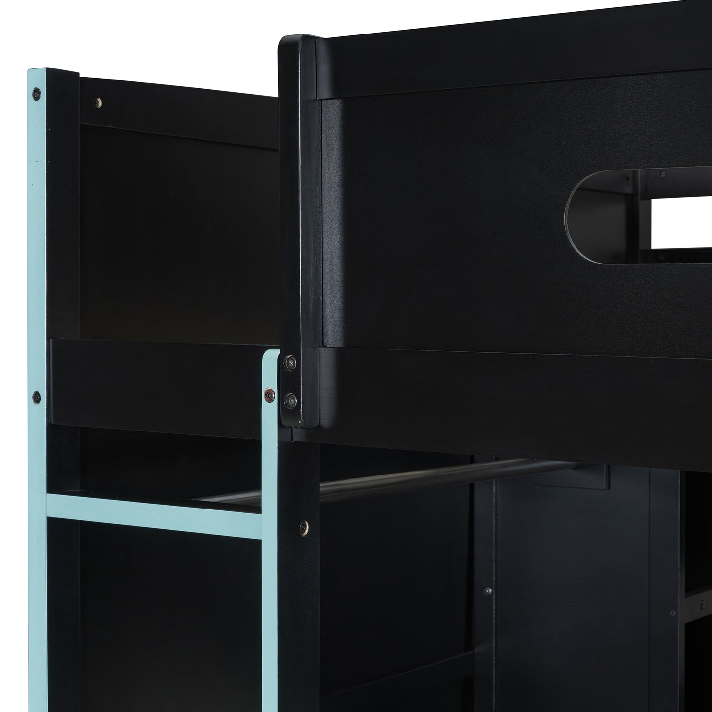 Full Size Wood Loft Bed with Desk,Wardrobe,Ample Storage Space,and RGB Light, Cloud Blue(OLD SKU:LT000261AAC) image 9