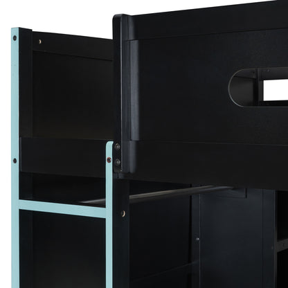 Full Size Wood Loft Bed with Desk,Wardrobe,Ample Storage Space,and RGB Light, Cloud Blue(OLD SKU:LT000261AAC) image 9