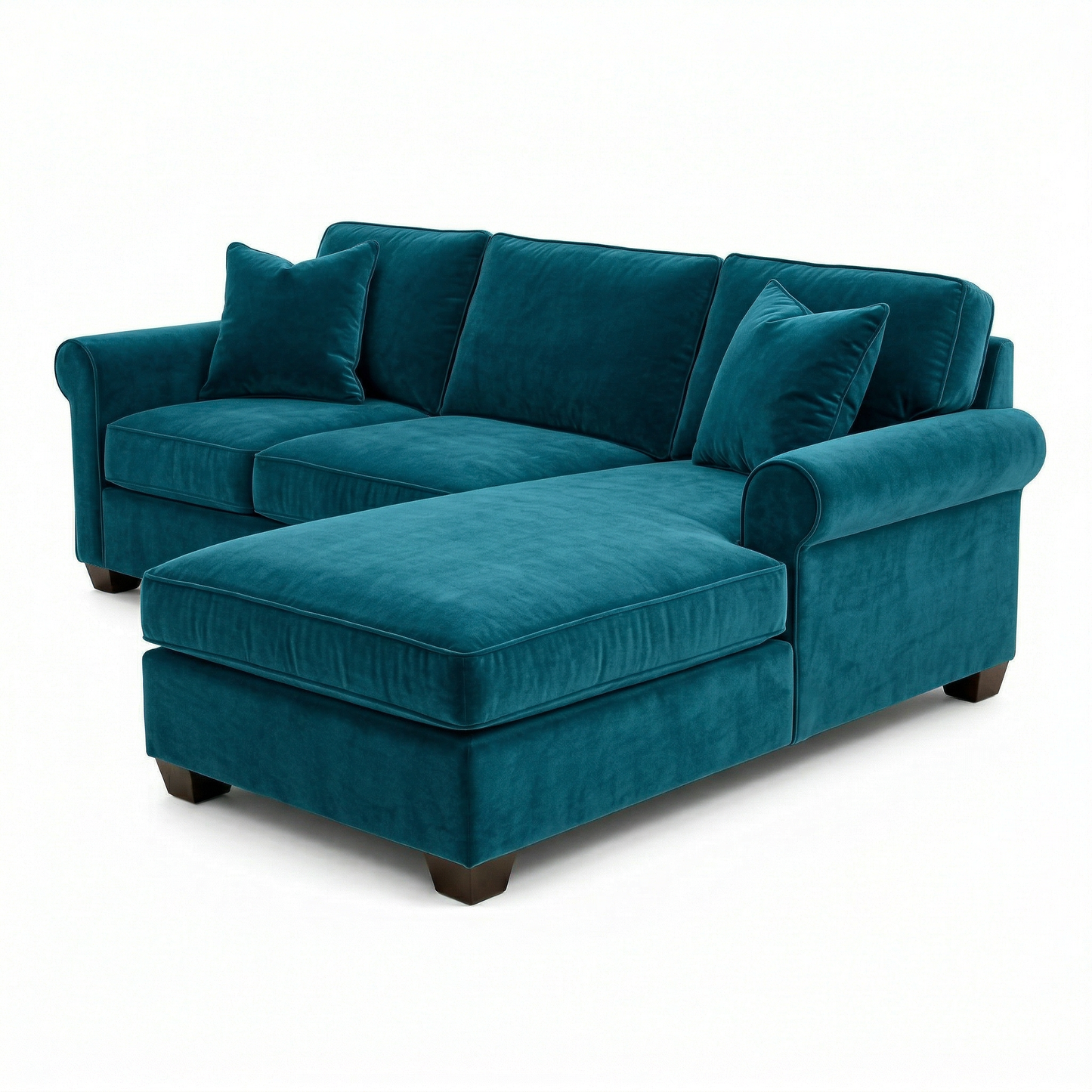 Irlanda Sectional – Made in USA, Custom Fabric Options, L-Shaped Sectional Wholesale Sectional Furniture - Velvet Antique Peacock - Velvet image 2