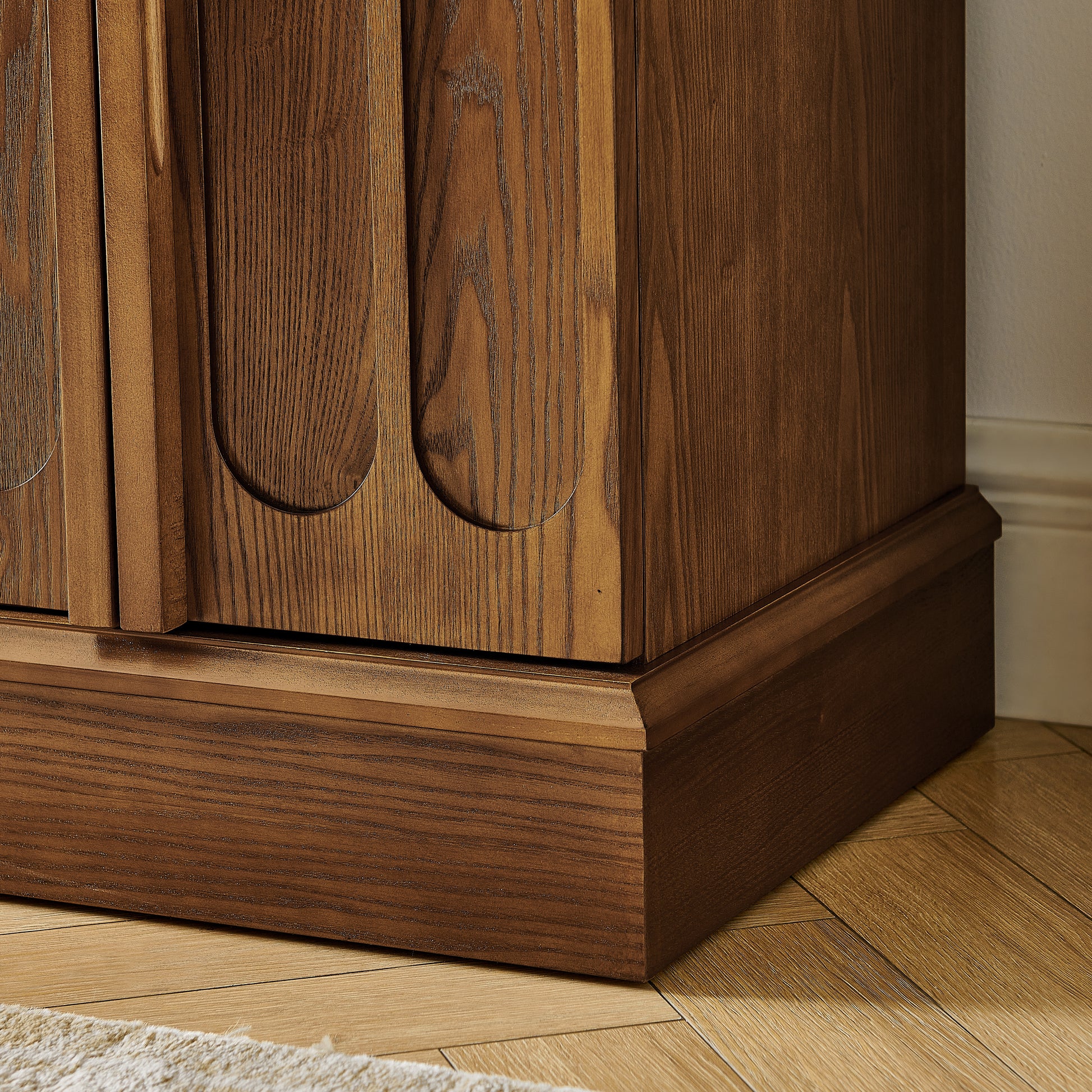 Mid Century Modern Fluted Sideboard Cabinet with Adjustable Shelves & Sturdy Base, Buffet Cabinet with Storage, Storage Cabinet for Living Room Entryway Hallway Dining Room Kitchen, Walnut image 8