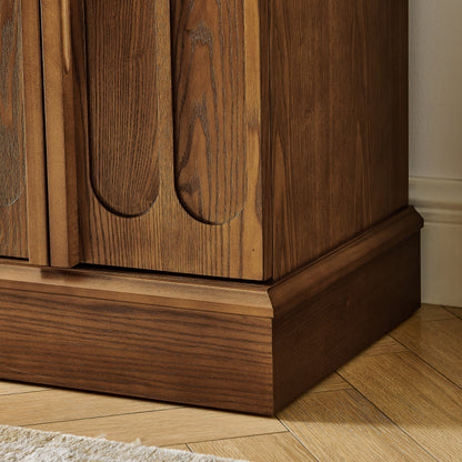 Mid Century Modern Fluted Sideboard Cabinet with Adjustable Shelves & Sturdy Base, Buffet Cabinet with Storage, Storage Cabinet for Living Room Entryway Hallway Dining Room Kitchen, Walnut image 8