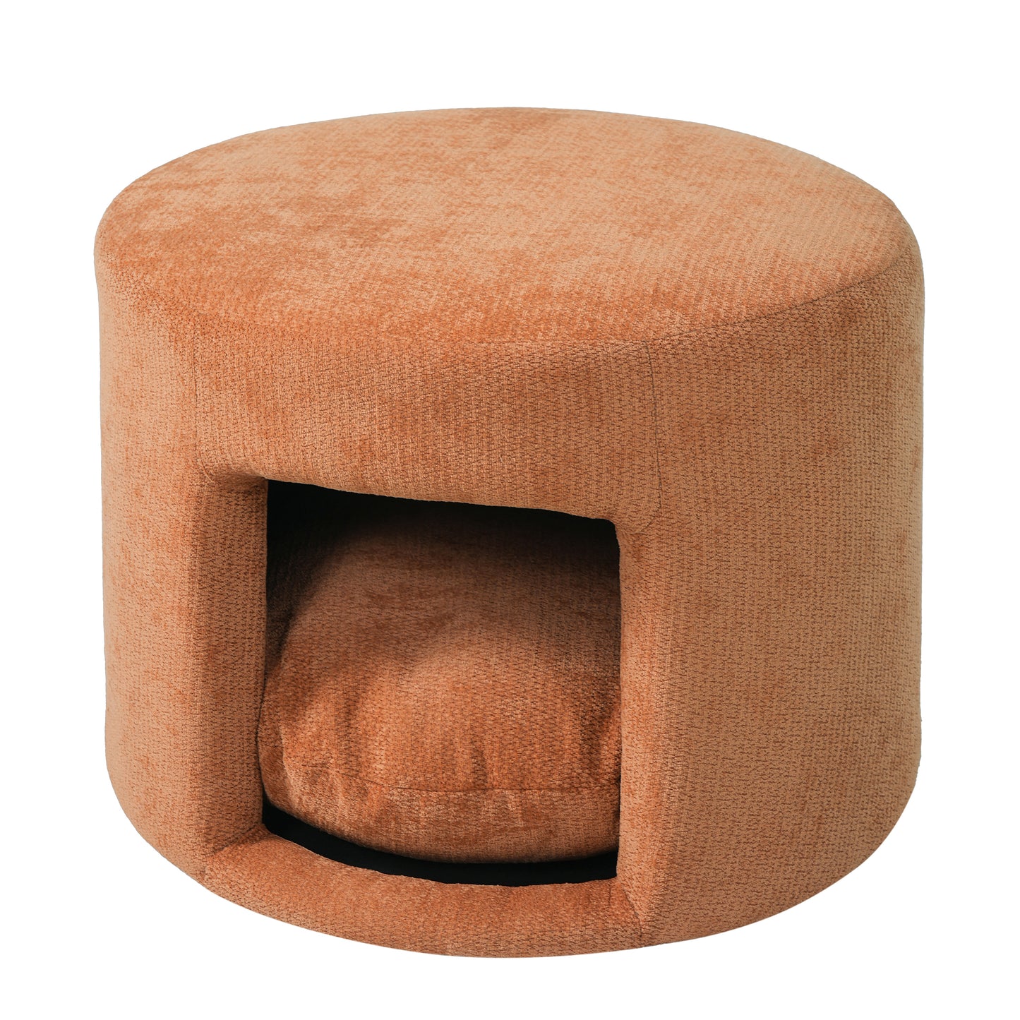 Orange Pet Friendly Ottoman with Removable Pet Cushion, Hidden Pet Nook, Acacia Wood Legs, 220 lbs Capacity, Upholstered Footrest Stool for Living Room image 6
