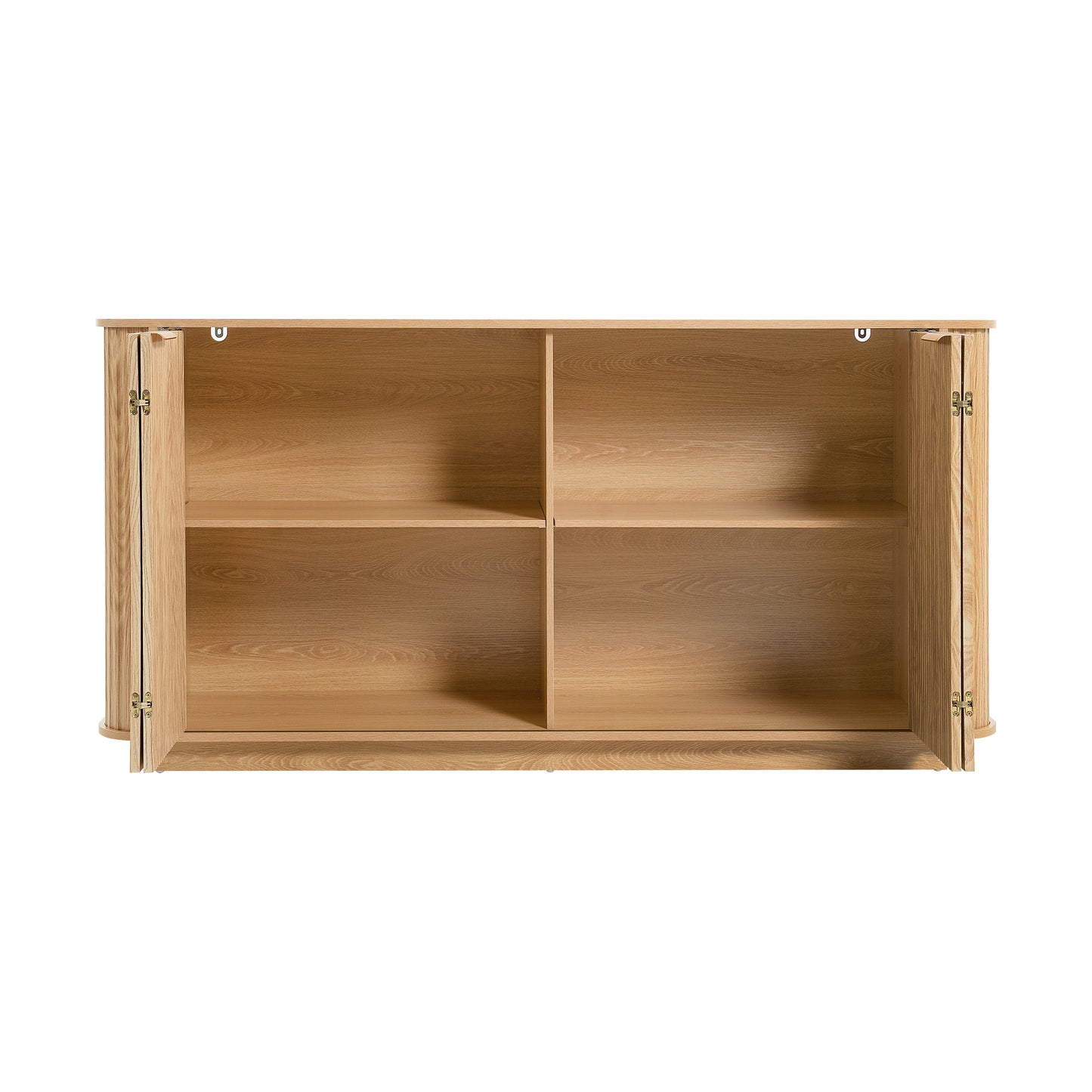 63 " Wavy Storage Sideboard, Double-Door Buffet Cabinet with Adjustable Shelves, Suitable for Kitchen, Living Room, Hallway - Versatile Storage (Natural) image 10