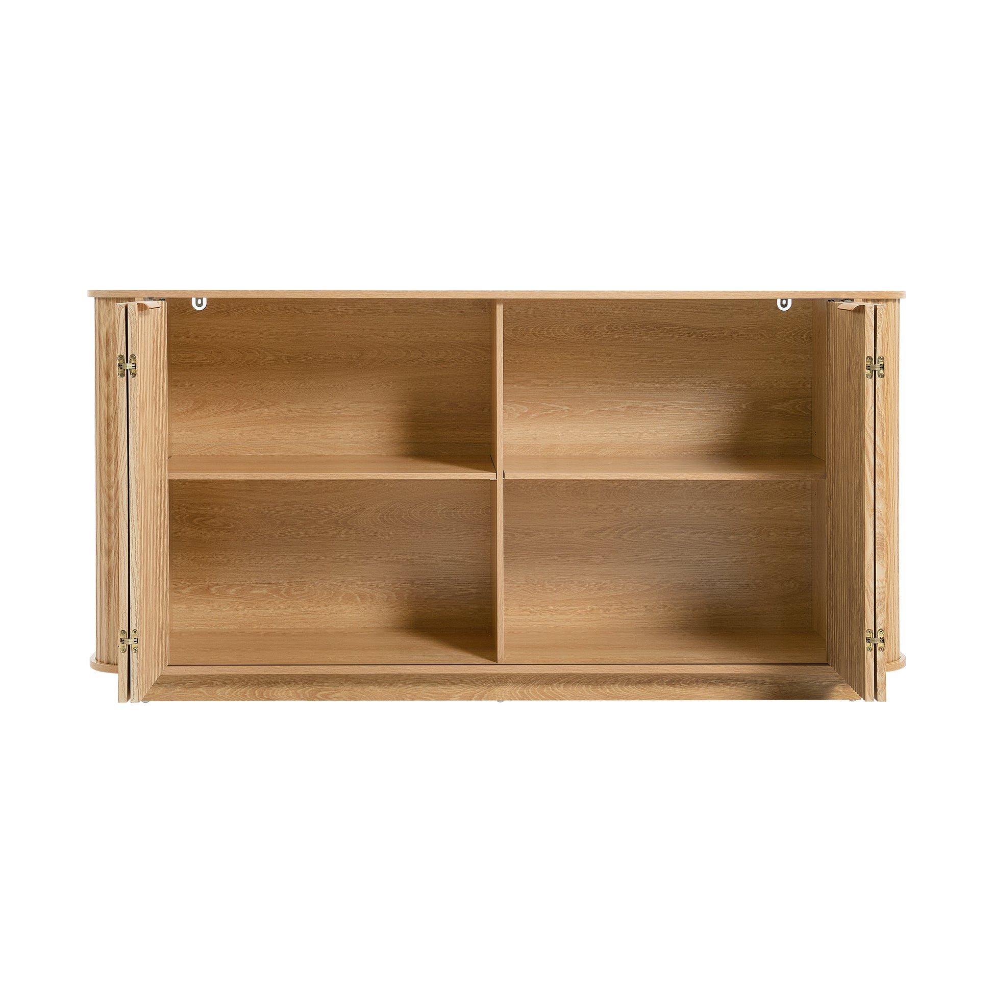 63 " Wavy Storage Sideboard, Double-Door Buffet Cabinet with Adjustable Shelves, Suitable for Kitchen, Living Room, Hallway - Versatile Storage (Natural) image 10