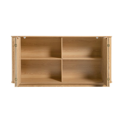 63 " Wavy Storage Sideboard, Double-Door Buffet Cabinet with Adjustable Shelves, Suitable for Kitchen, Living Room, Hallway - Versatile Storage (Natural) image 10