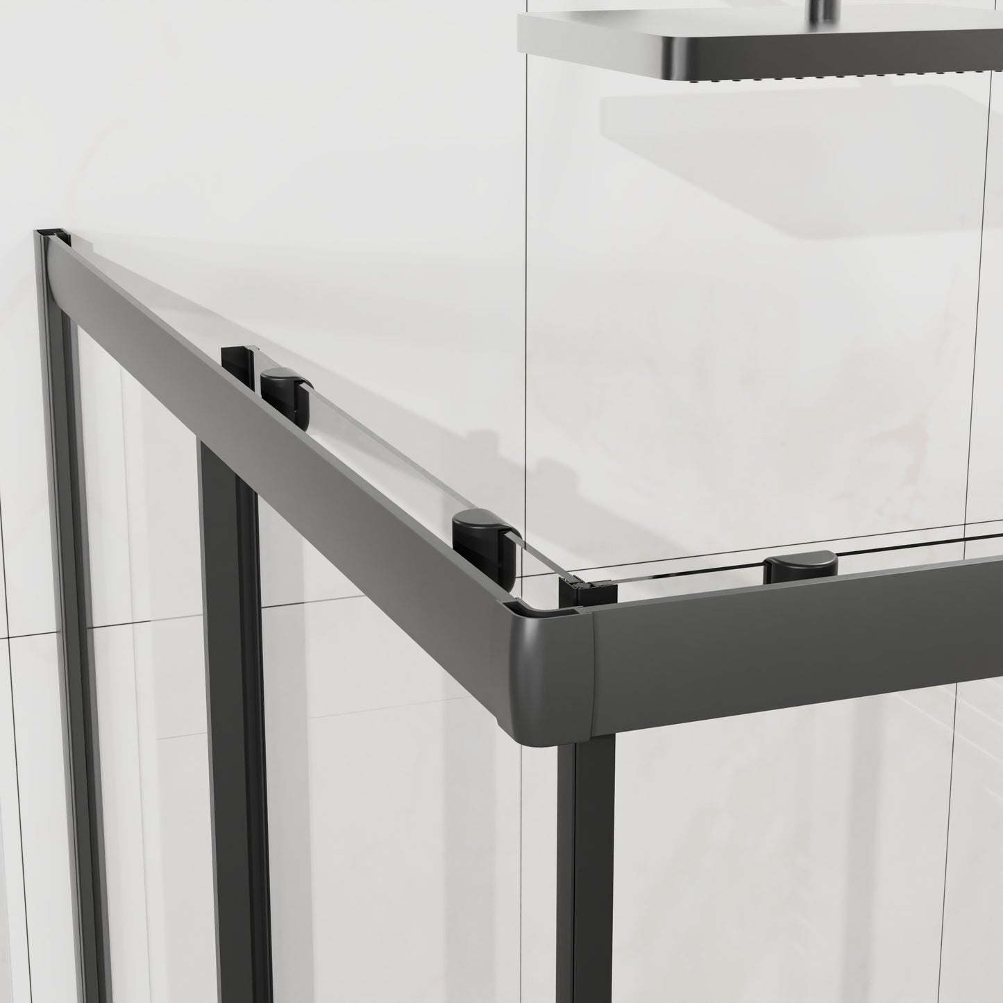 Goodyo Corner Shower Door 36 in.D x 36 in. W x 72 in. H, Shower Enclosure with 1/5 in. Clear Tempered Glass Panels, Sliding Opening, Black Finish Aluminum Framed image 5