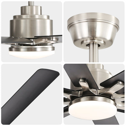 52-Inch Smart Ceiling Fan With Lights,6 Wind Speed,With 8 Black ABS Blades,Voice Remote,Fan For Bedroom,Living Room,Patio,Kitchen image 4