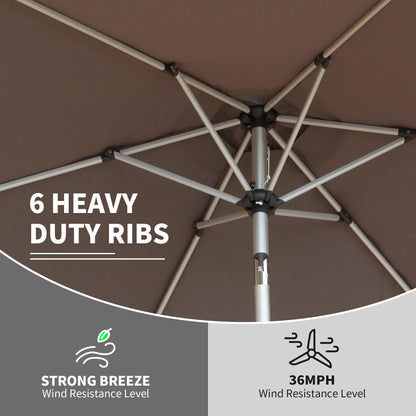 7.5FT Patio Umbrella, Outdoor Table Umbrella with Push Button Tilt and Crank, UV Protection Waterproof Market Sun Umbrella with 6 Sturdy Ribs for Garden, Deck, Backyard, Pool (Gray) image 5