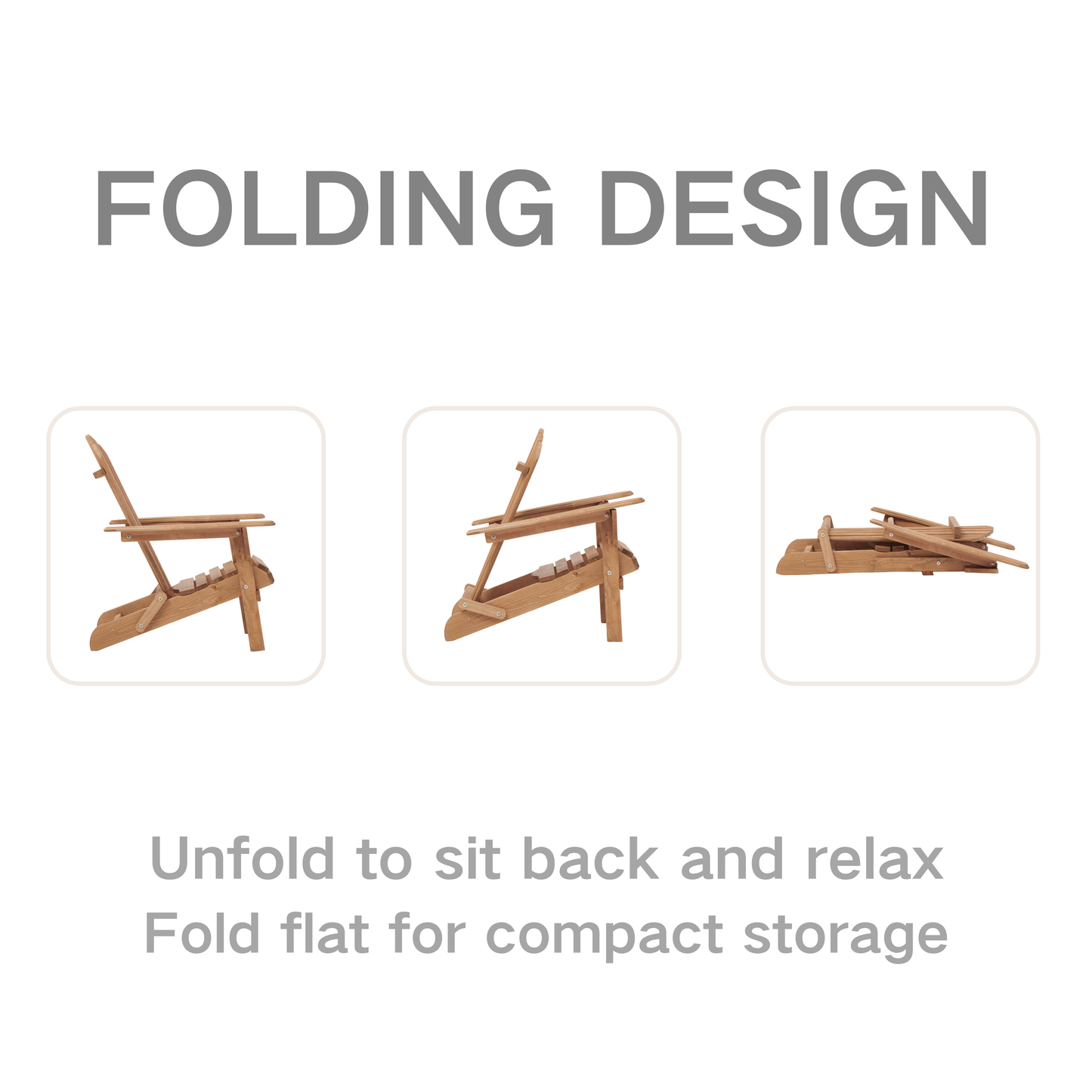 Outdoor Wooden Folding Adirondack Chair Set of 2 with Pre-Assembled BackRest, Wood Patio Chair for Garden Backyard Porch Pool Deck Firepit image 5