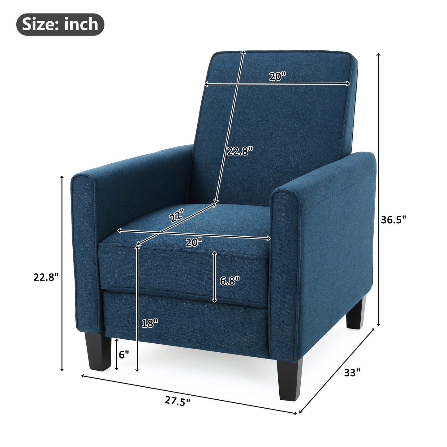 Navy Blue Fabric Push Back Chair for Elegant Home Décor(Old SKU:52422.00FDBL) image 2